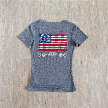 chrome hearts american flag graphic v neck short sleeve t-shirt